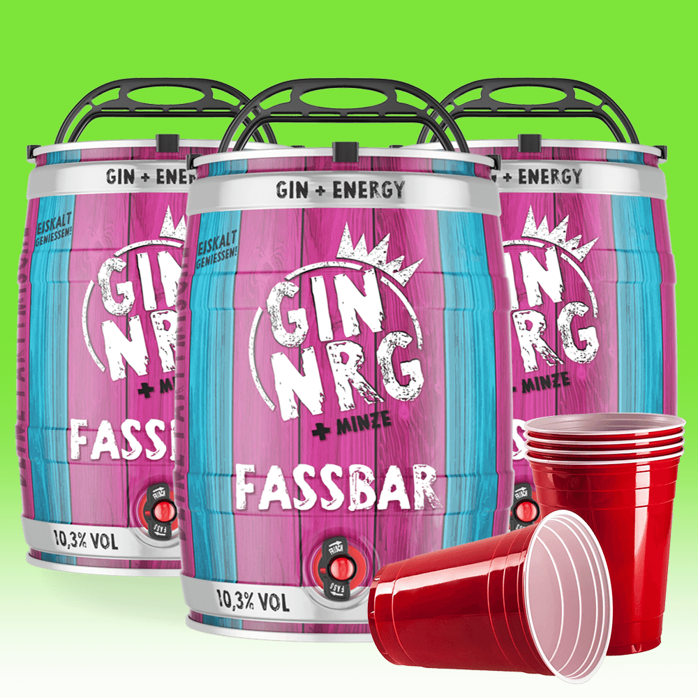 Bild von FASSBAR "GIN NRG" Gin & Energy Partyfass (3 x 5L) - Spar Paket